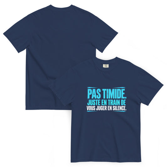 T-shirt humour Pas timide, juste en train de vous juger en silence – vue recto verso