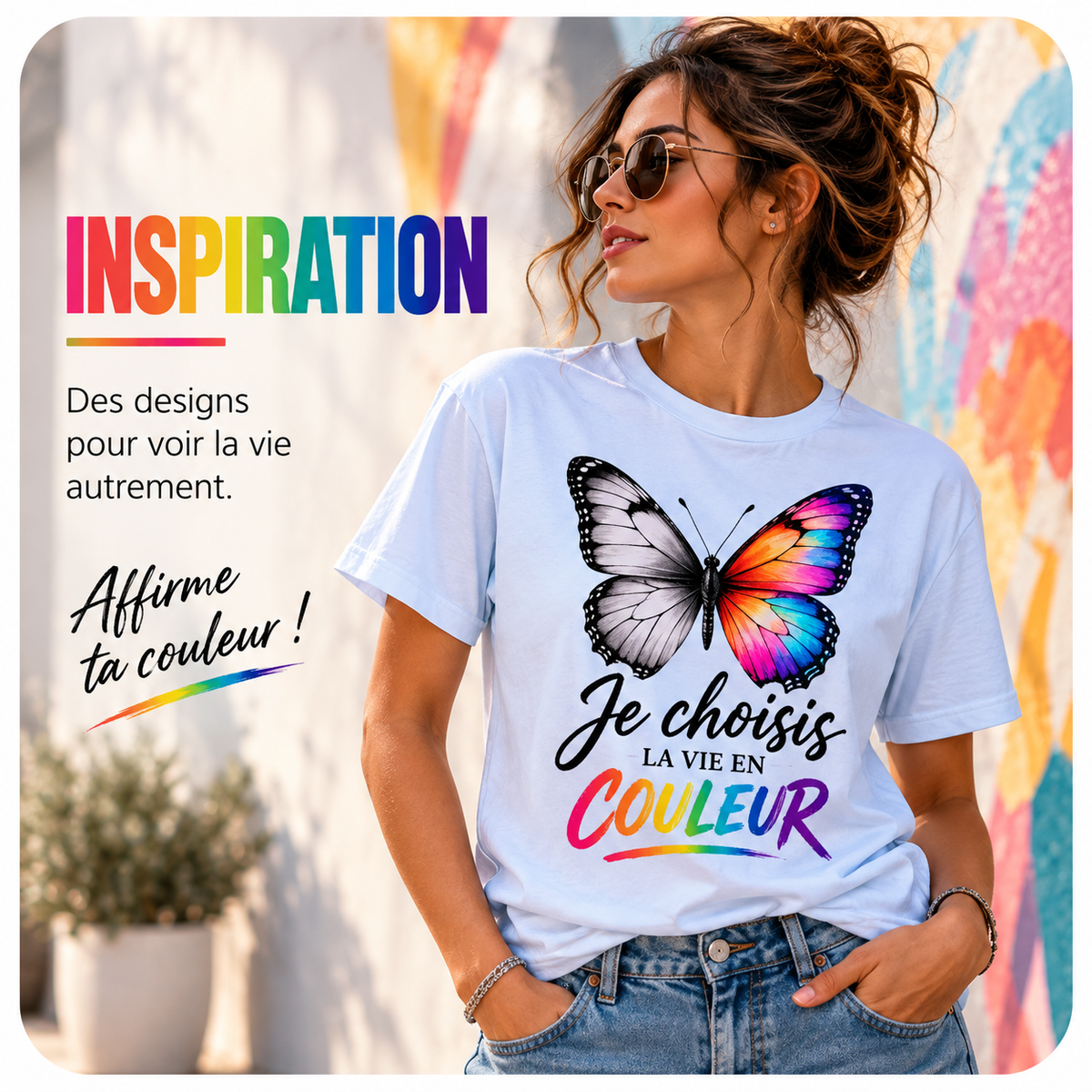 Collection Inspiration – T-shirt Je choisis la vie en couleur