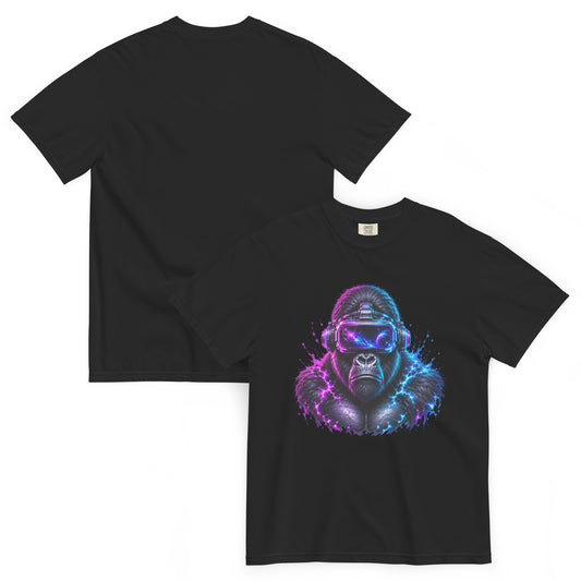 T-shirt APEX noir – gorille en casque VR et énergie cosmique Dark Néon
