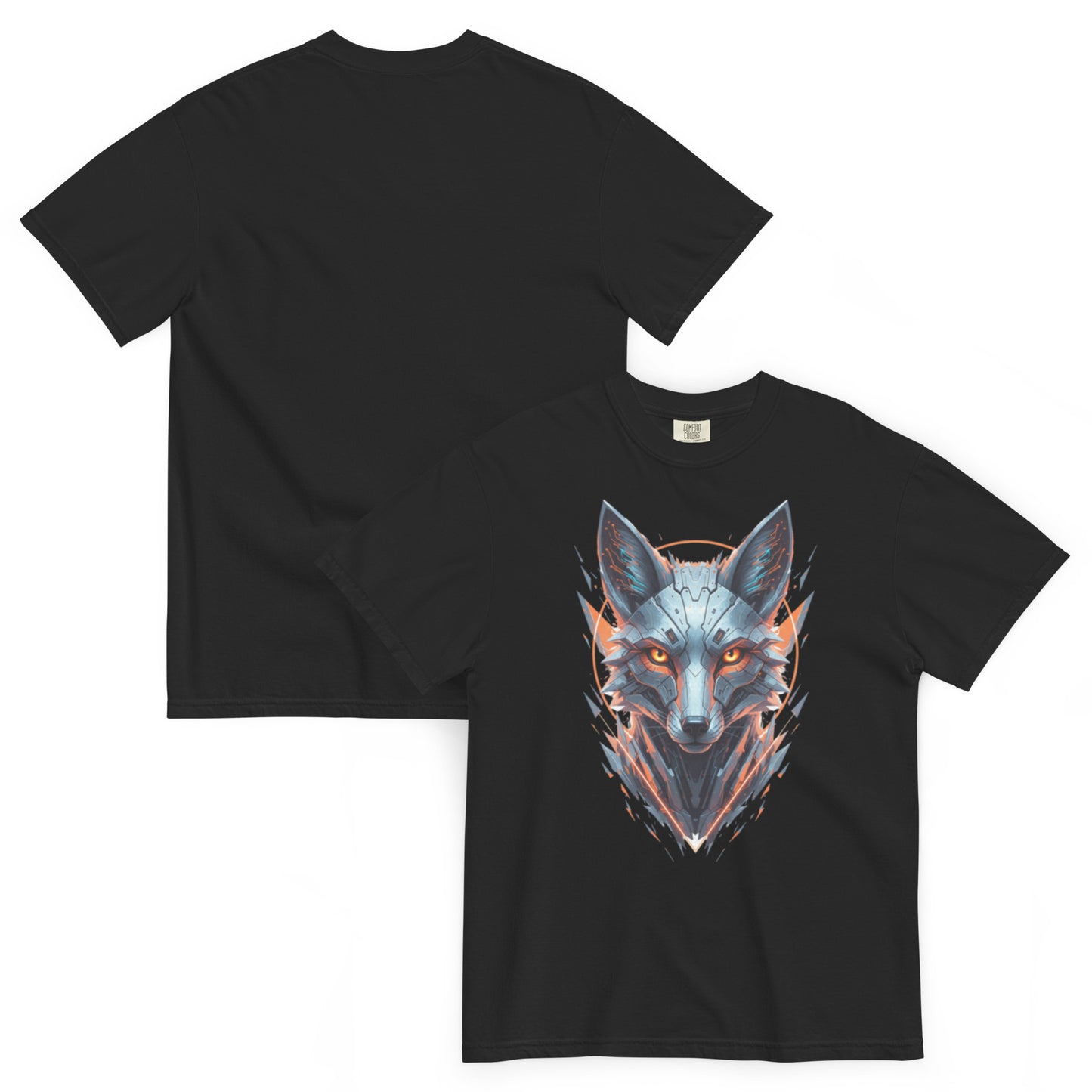 ALOPEX – T-shirt épais renard cybernétique noir – Cyber Créatures