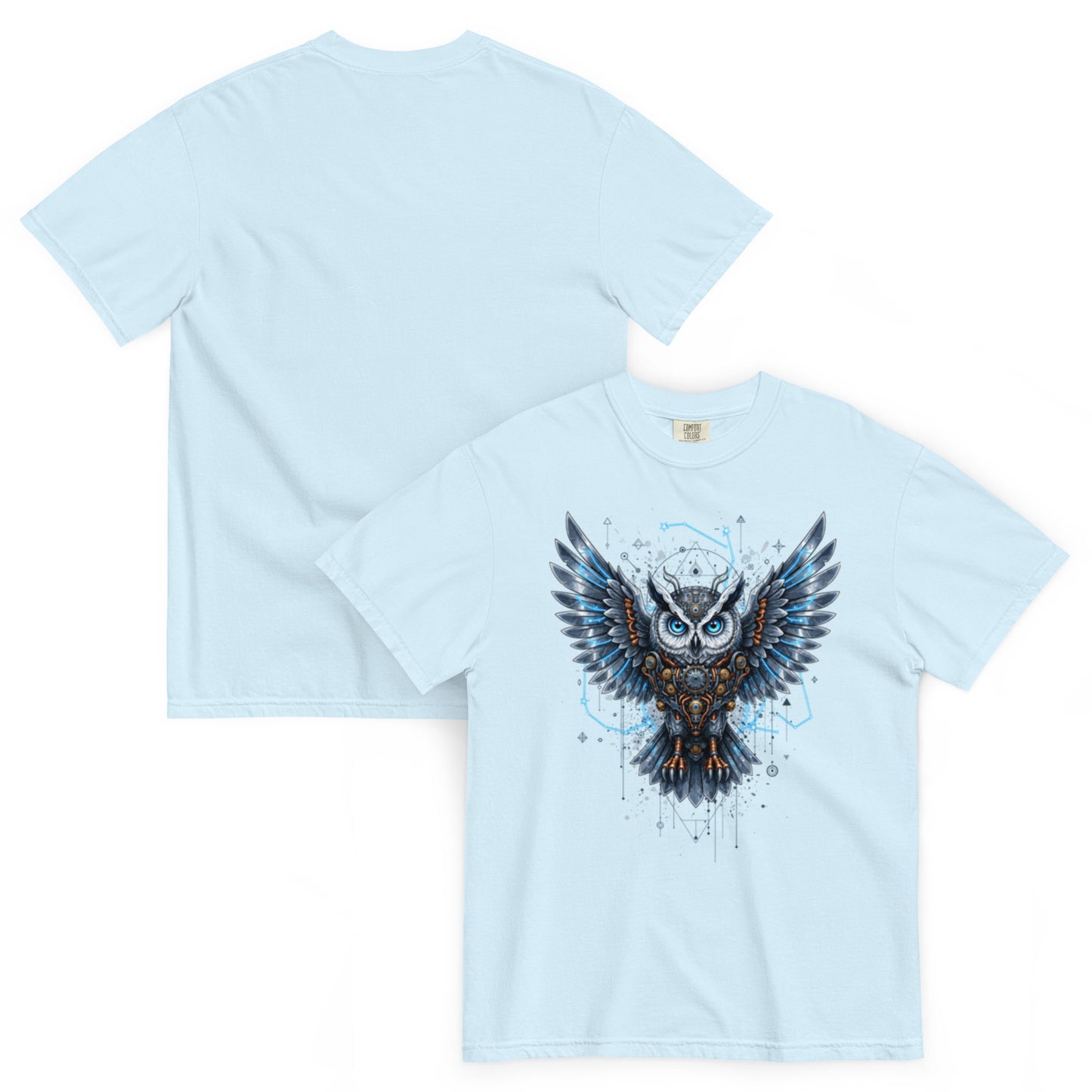 NOX – T-shirt bleu clair chambray, vues de face et de dos