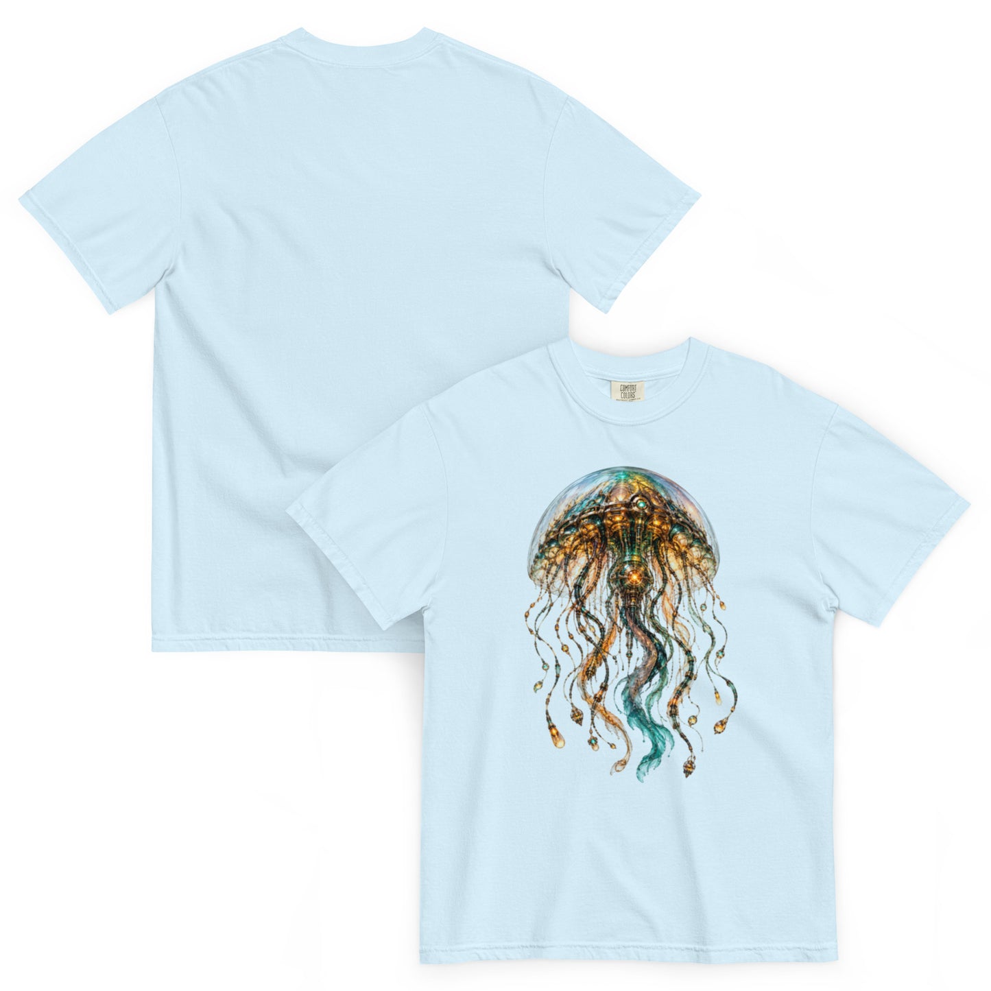 T-shirt La Méduse des Abysses bleu clair chambray – Cyber Créatures