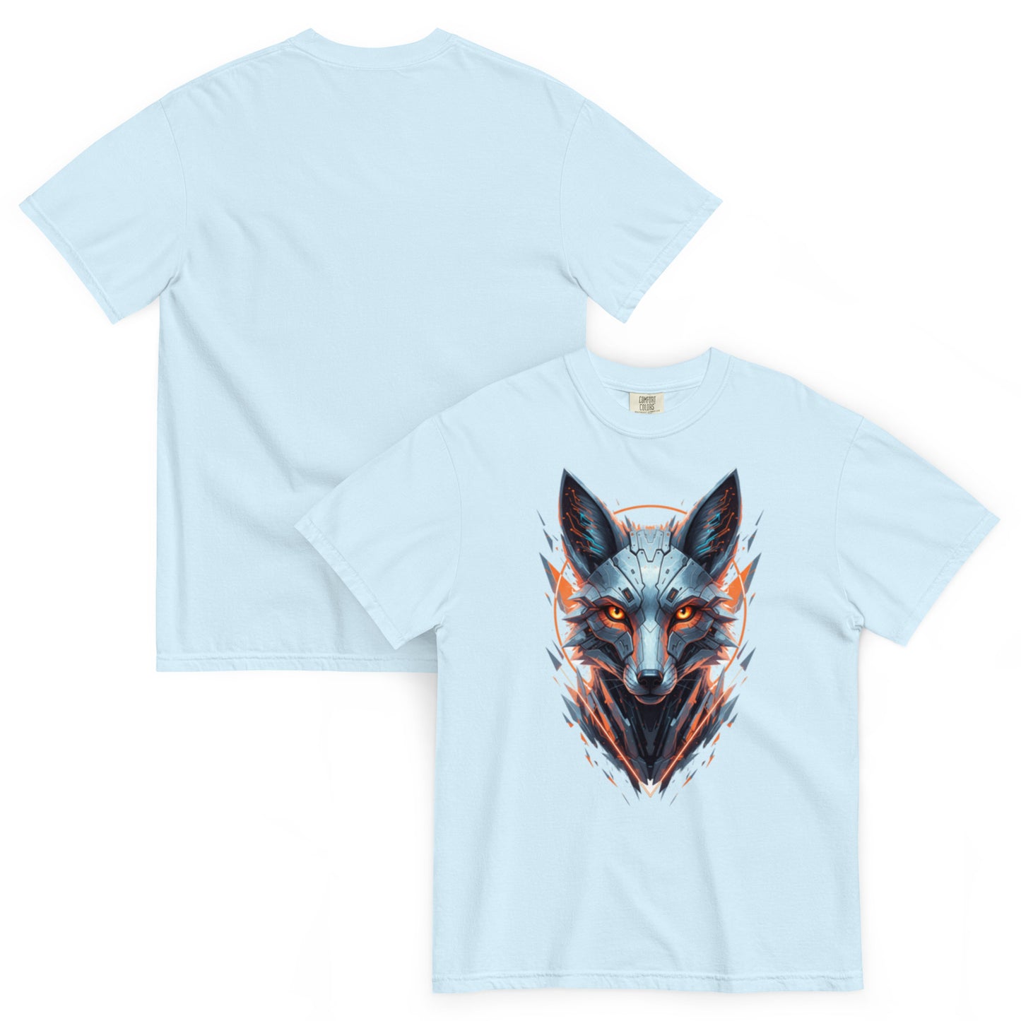 ALOPEX – T-shirt épais renard cybernétique bleu clair chambray – Cyber Créatures