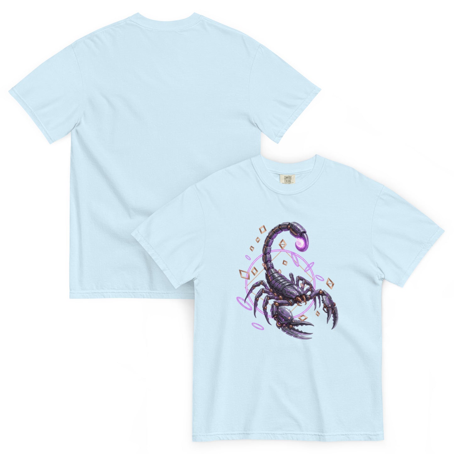ANTARES – T-shirt épais scorpion futuriste bleu clair chambray – Cyber Créatures