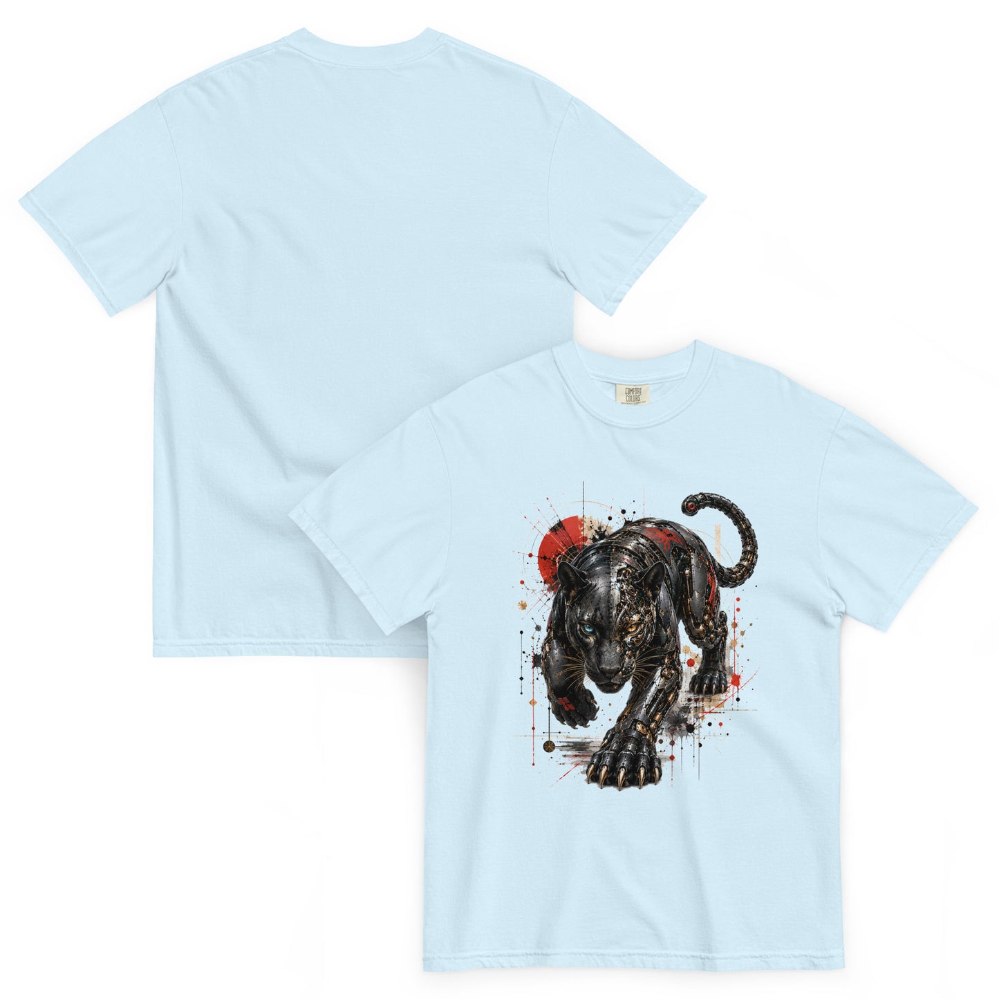 T-shirt ONYX panthère bleu clair chambray – Cyber Créatures