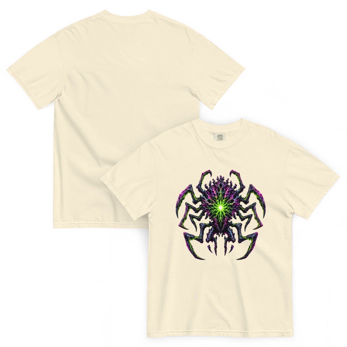 EREBOS – T-shirt ivoire, vues de face et de dos