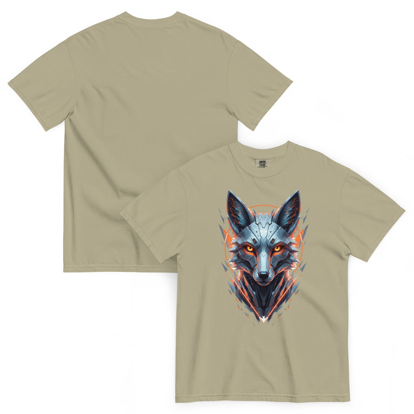 ALOPEX – T-shirt épais renard cybernétique kaki clair – Cyber Créatures
