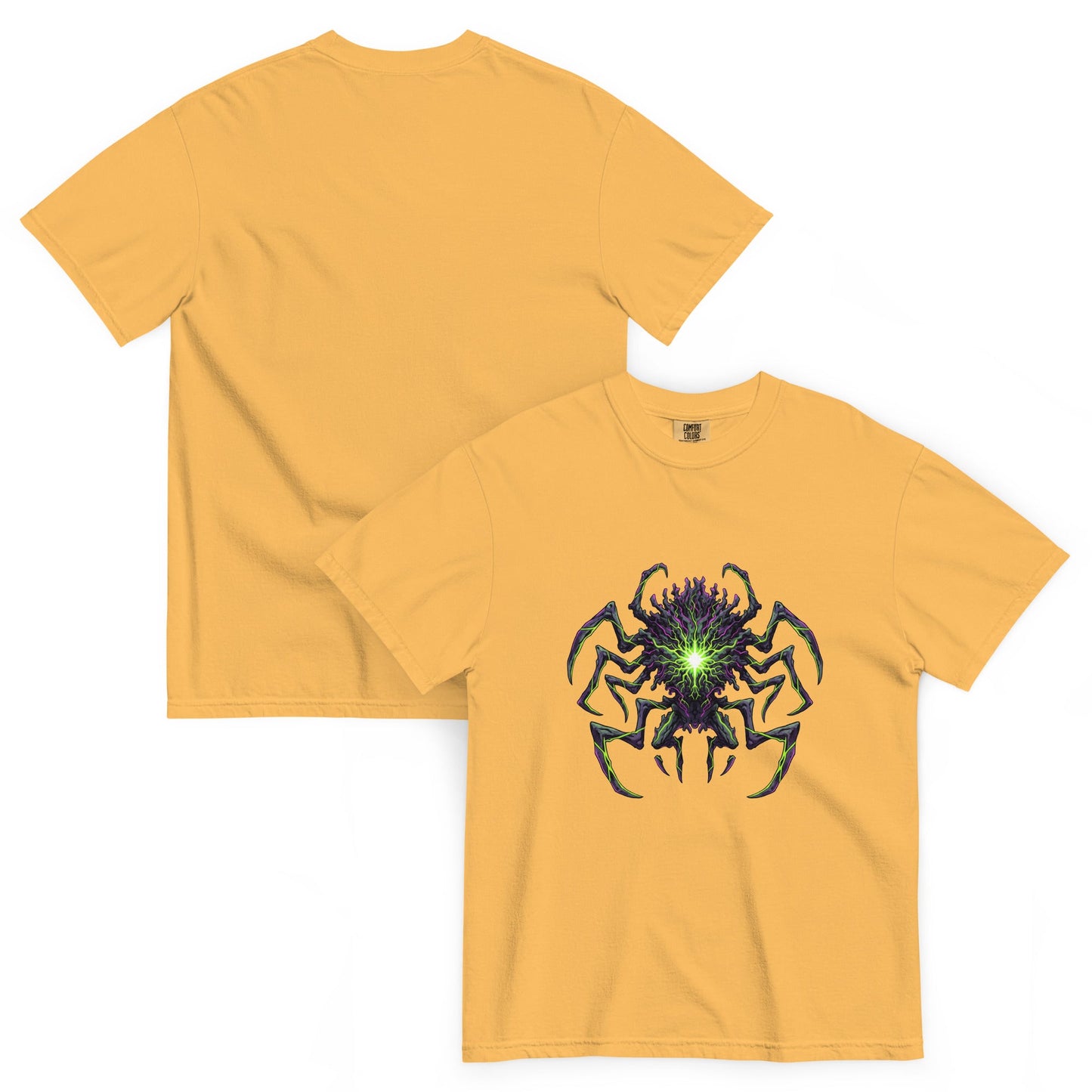 T-shirt EREBOS abricot – créature abyssale aux veines néon