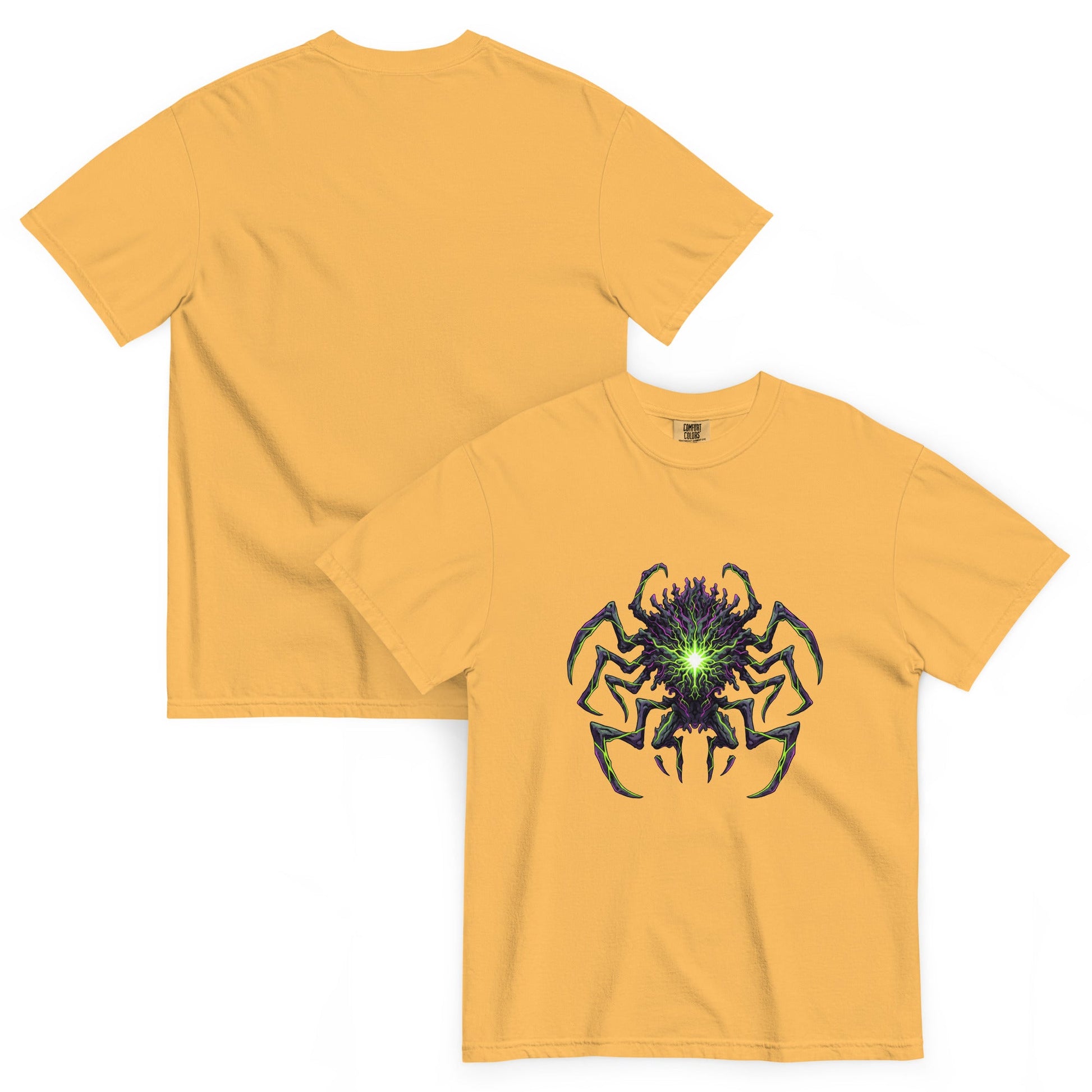 T-shirt EREBOS abricot – créature abyssale aux veines néon