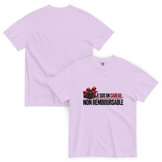 T-shirt humour Je suis un cadeau non remboursable – vue recto verso