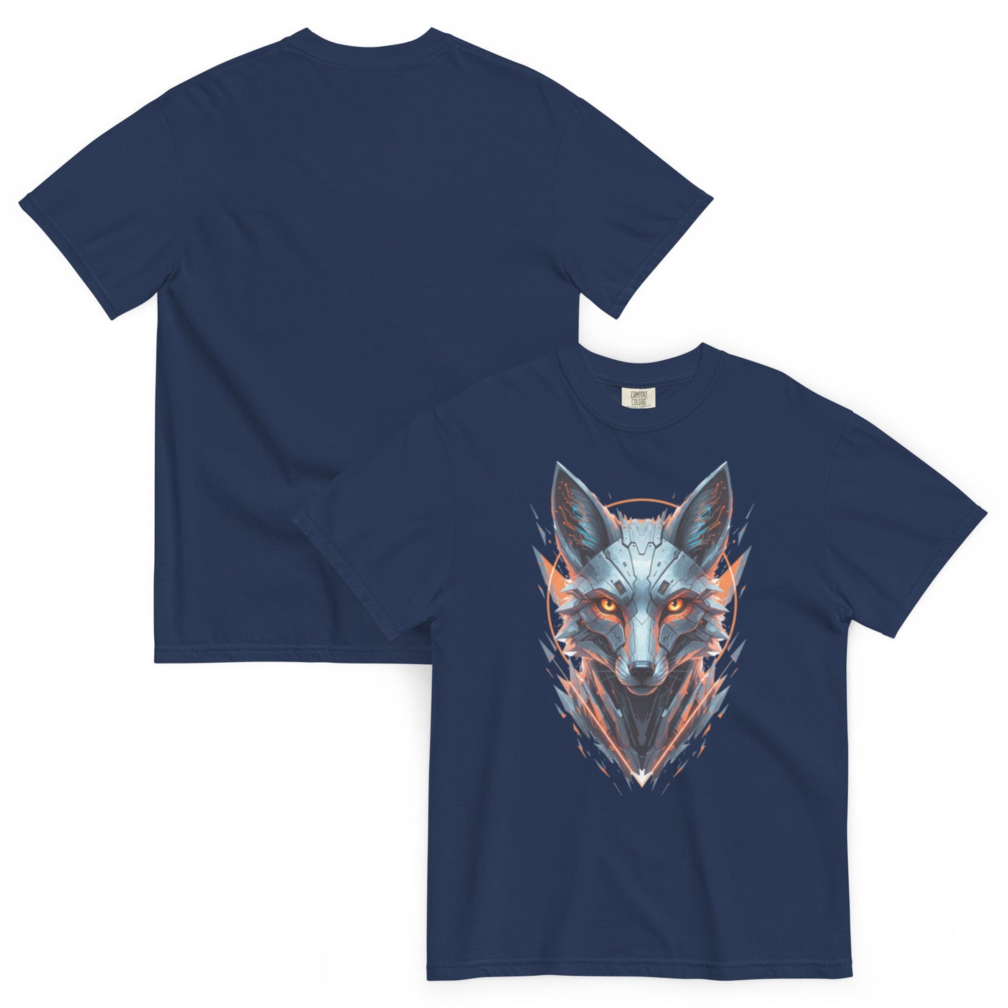 ALOPEX – T-shirt épais renard cybernétique bleu marine – Cyber Créatures