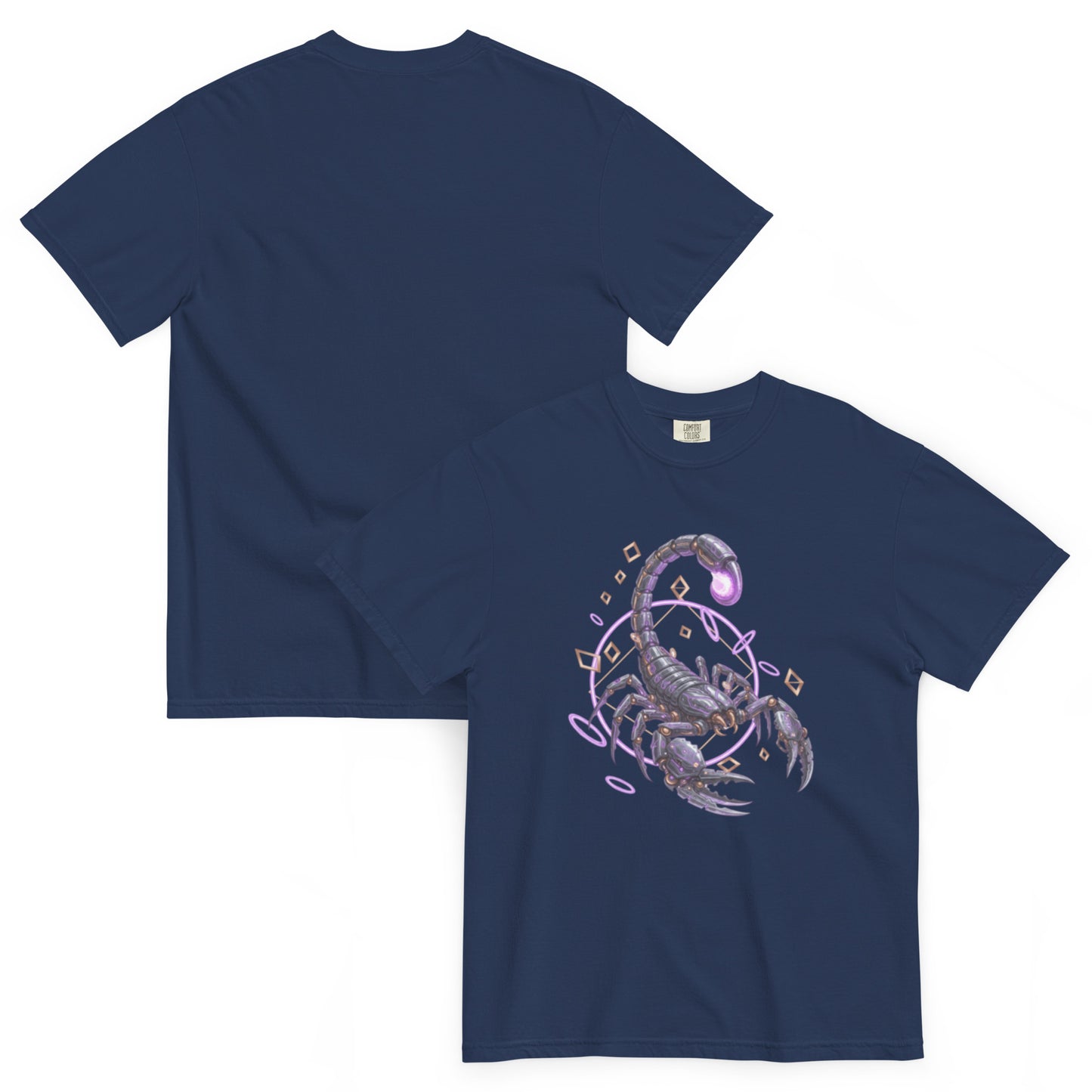 ANTARES – T-shirt épais scorpion futuriste bleu marine – Cyber Créatures