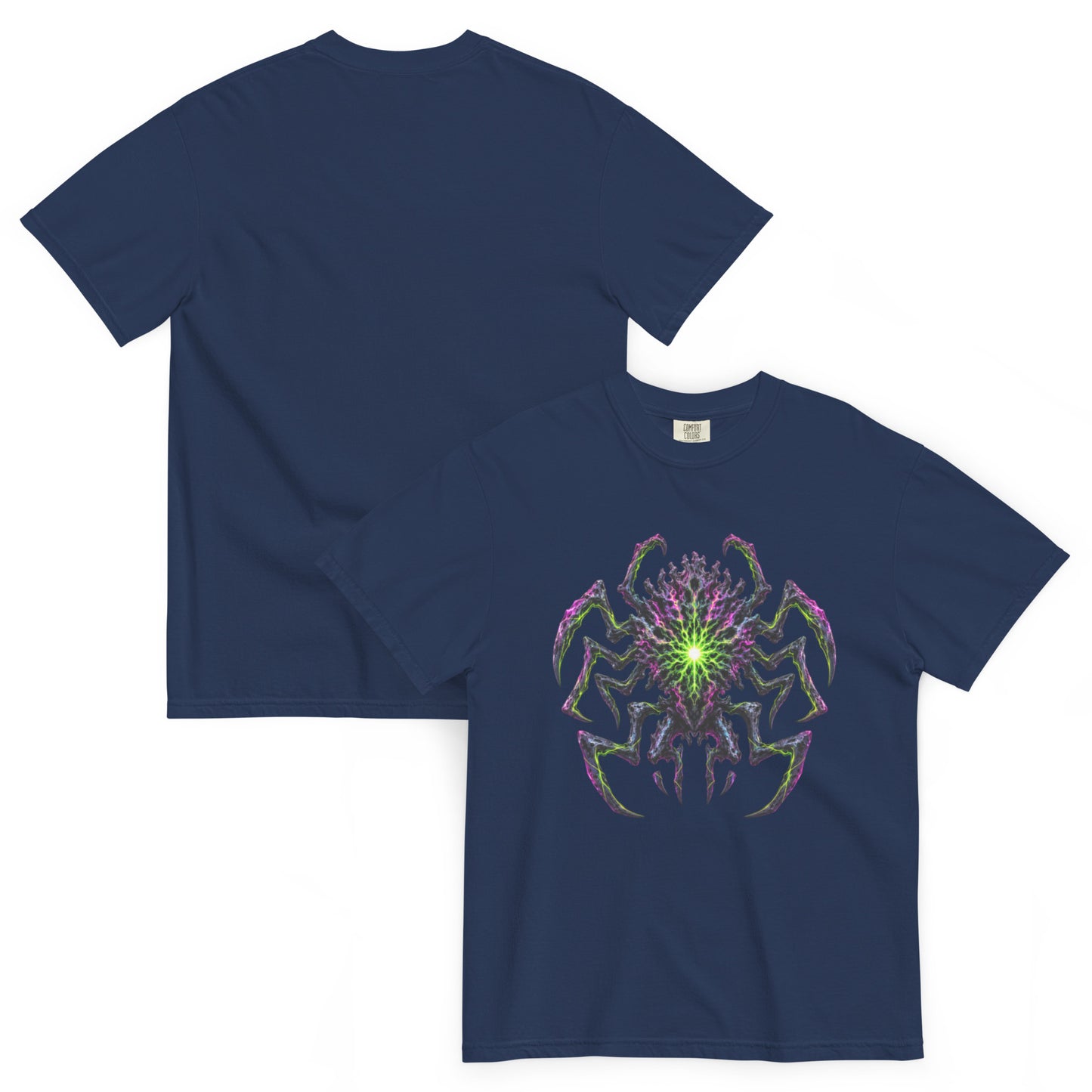 EREBOS – T-shirt bleu marine, vues de face et de dos