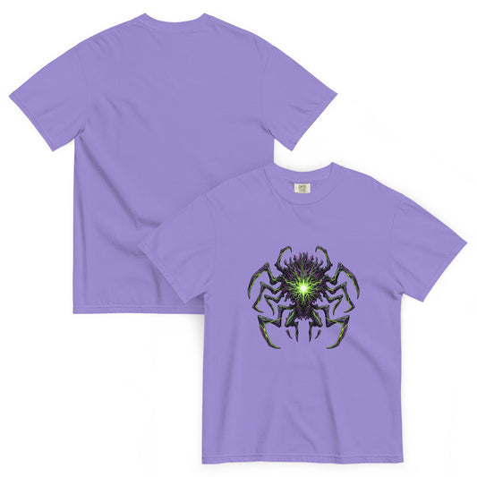 T-shirt EREBOS lavande – créature abyssale aux veines néon