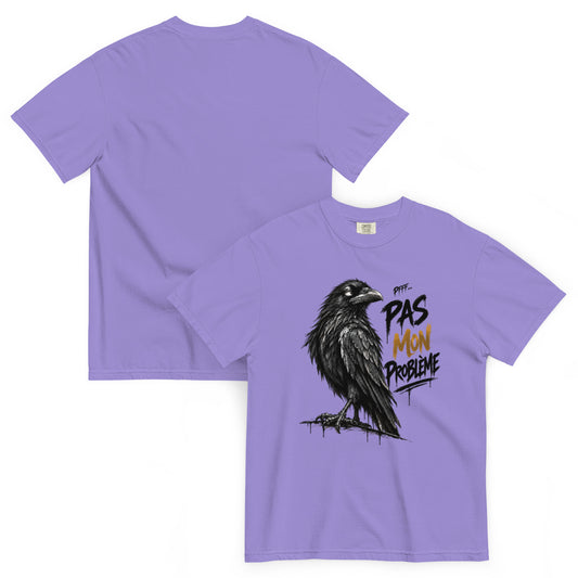 T-shirt humour Pfff pas mon problème avec illustration graphique – vue recto verso