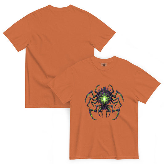 T-shirt EREBOS terracotta – créature abyssale aux veines néon