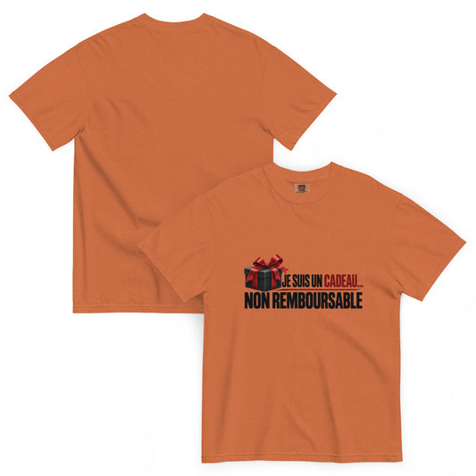 T-shirt humour Je suis un cadeau non remboursable – vue recto verso