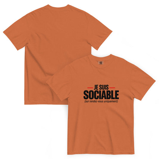 T-shirt humour Je suis sociable sur rendez-vous uniquement – vue recto verso