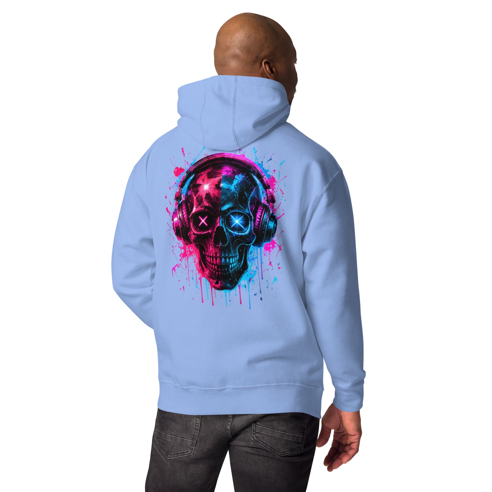 Sweat MORS – Crâne Néon bleu clair, vue de dos