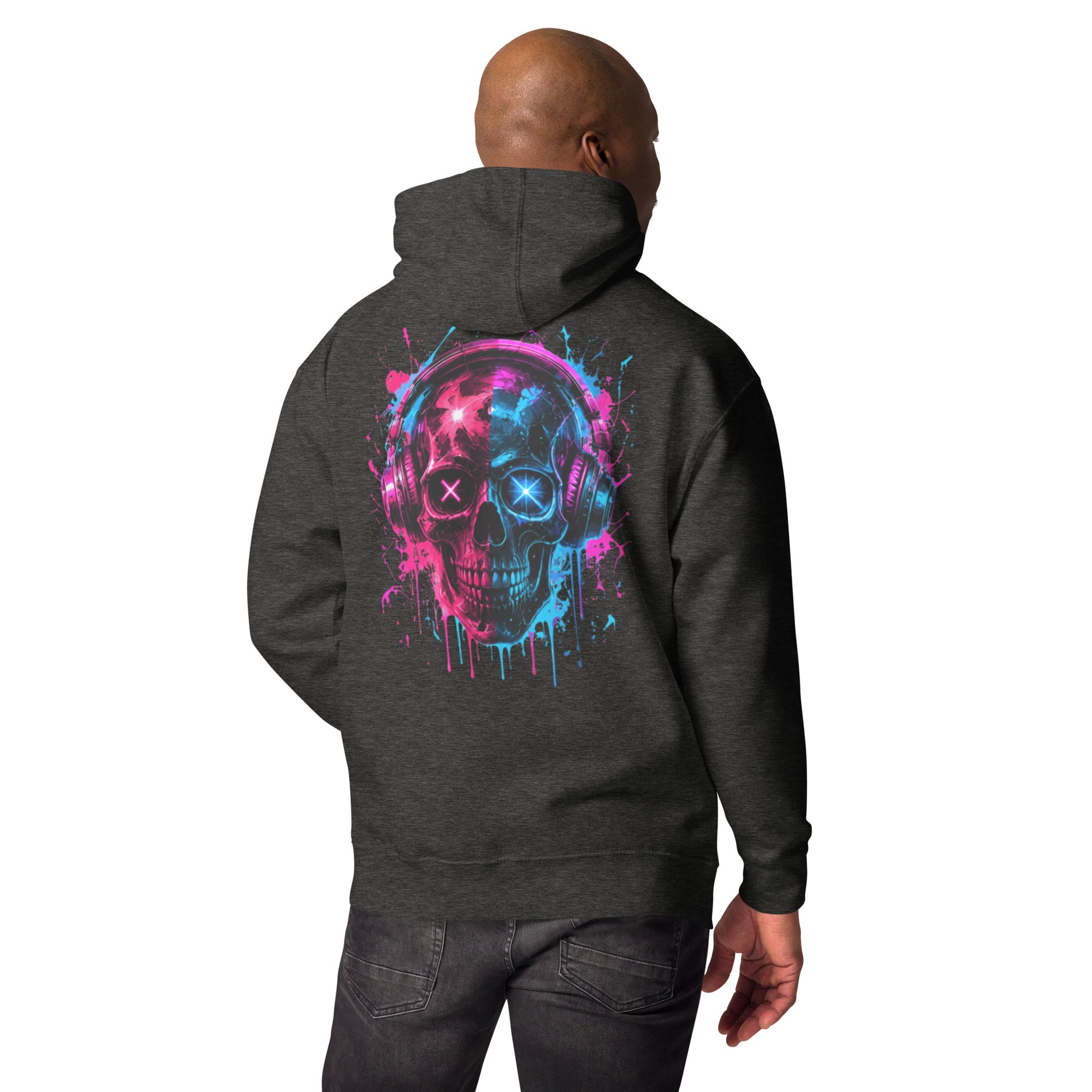 Sweat MORS – Crâne Néon gris anthracite chiné, vue de dos
