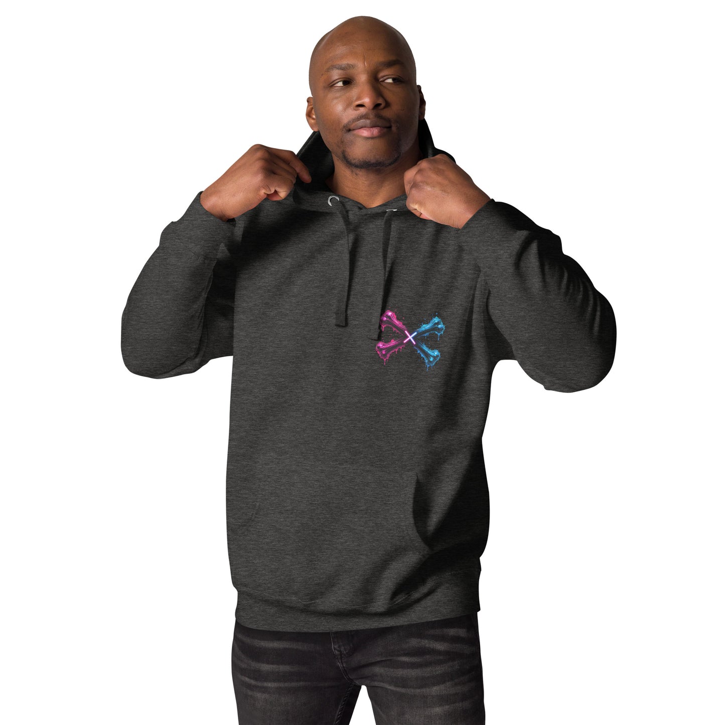 Sweat MORS – Crâne Néon gris anthracite chiné, vue de face