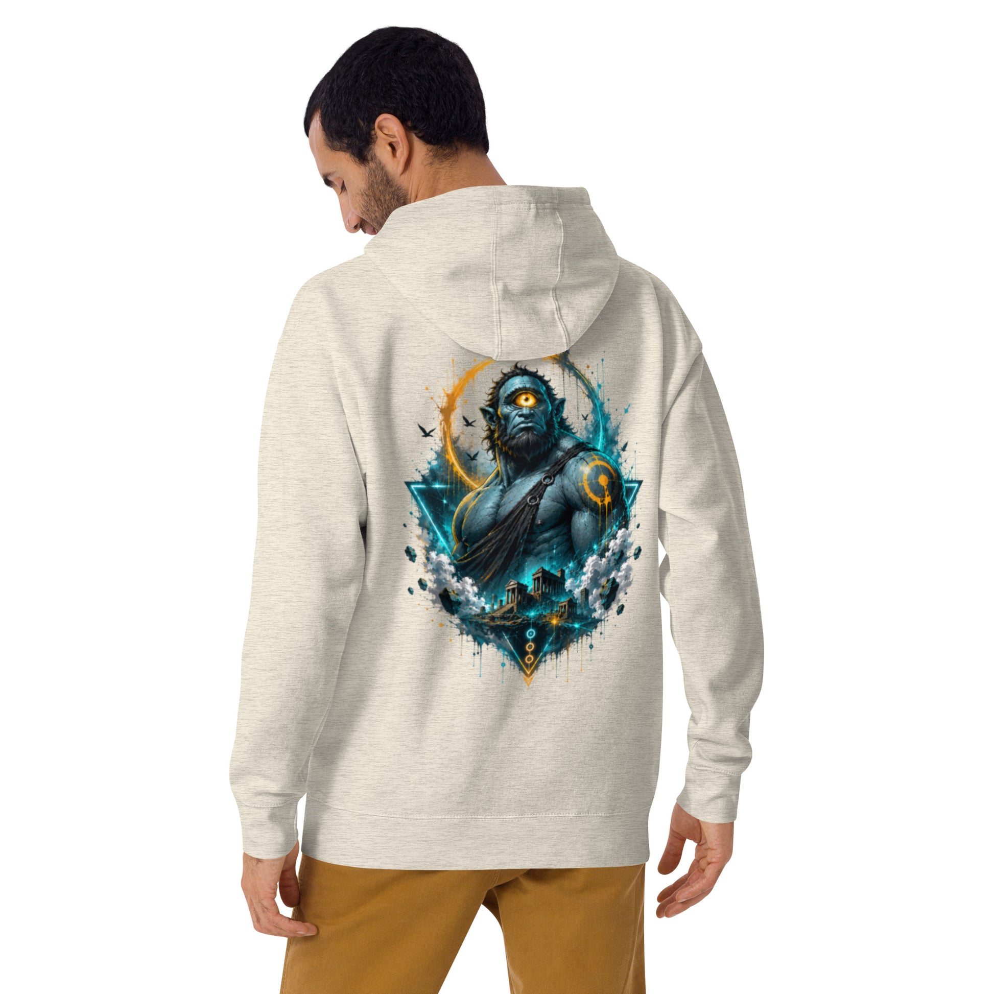 Sweat ARGÈS – Cyclope Mythologique beige chiné, vue de dos