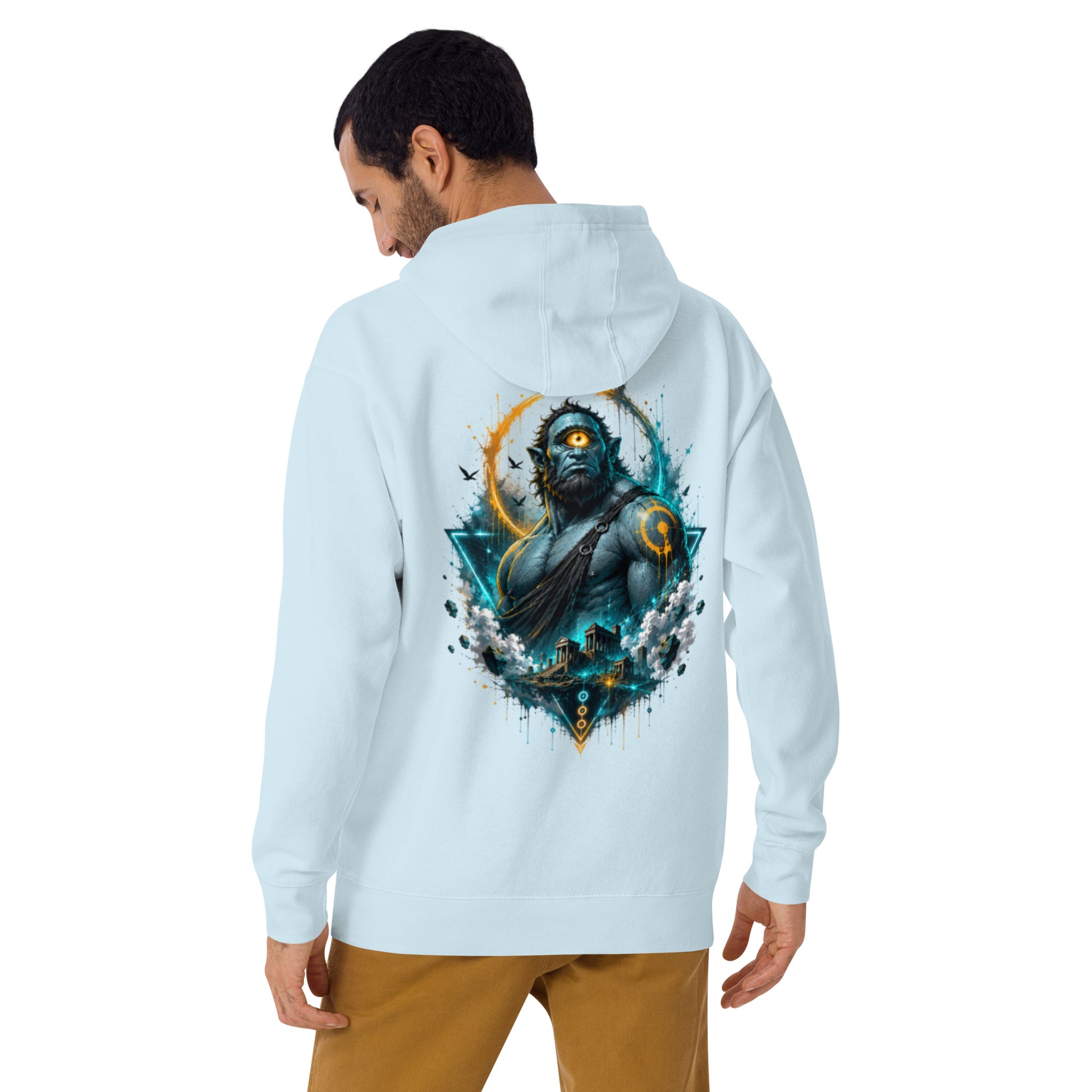Sweat ARGÈS – Cyclope Mythologique bleu clair, vue de dos