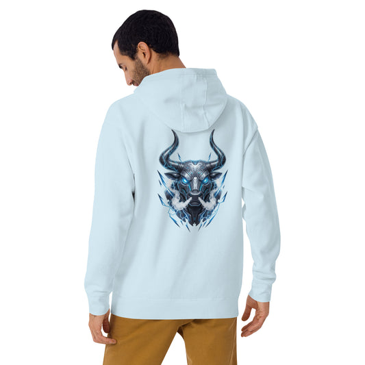 Sweat TALOS – Taureau Cybernétique bleu clair, vue de dos